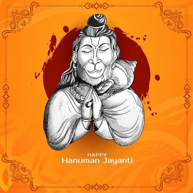 Красивая открытка индийского мифологического фестиваля Happy Hanuman Jayanti