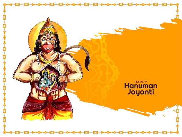 Vettore gratuito bella carta festival mitologico indiano happy hanuman jayanti