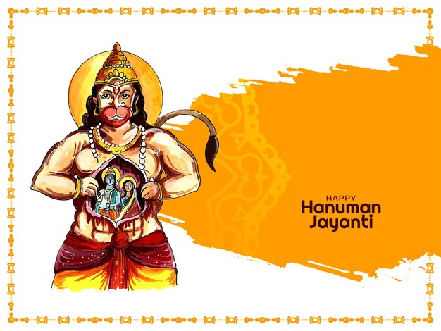Красивая открытка индийского мифологического фестиваля Happy Hanuman Jayanti