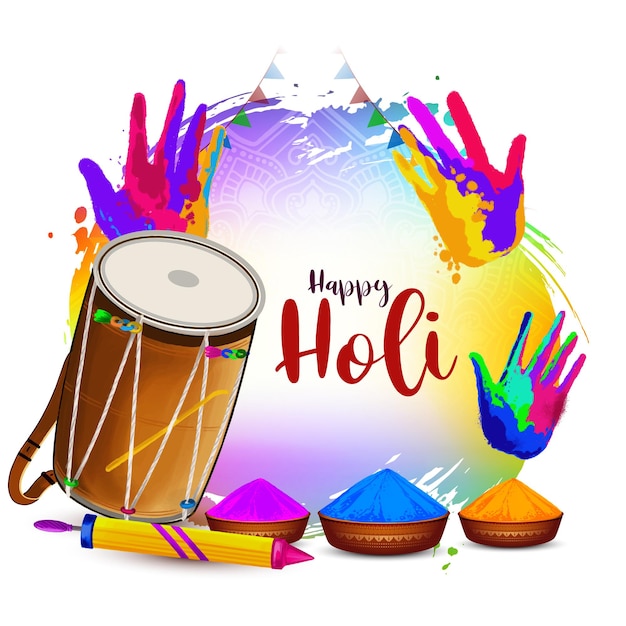 Free vector beautiful happy holi cultural indian festival colorful greeting background