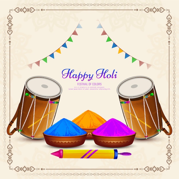 Free vector beautiful happy holi indian festival celebration colorful card design