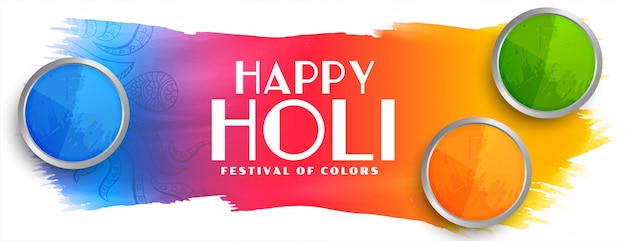 Beautiful happy holi indian festival colorful banner