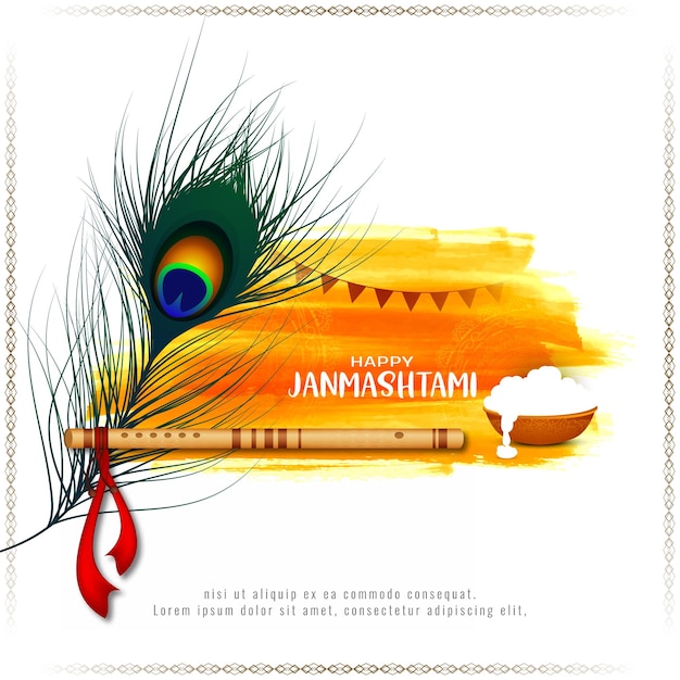 Free vector beautiful happy janmashtami festival elegant background design