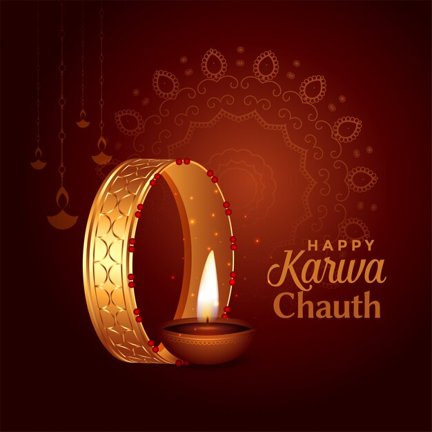 Beautiful happy karwa chauth festival card