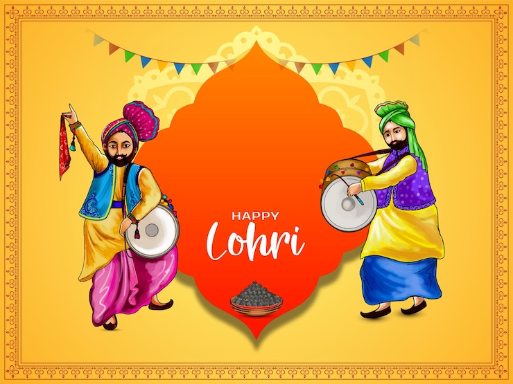 मुफ़्त वेक्टर beautiful happy lohri indian festival greeting card