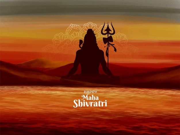 Free vector beautiful happy maha shivratri lord shiva hindu festival background