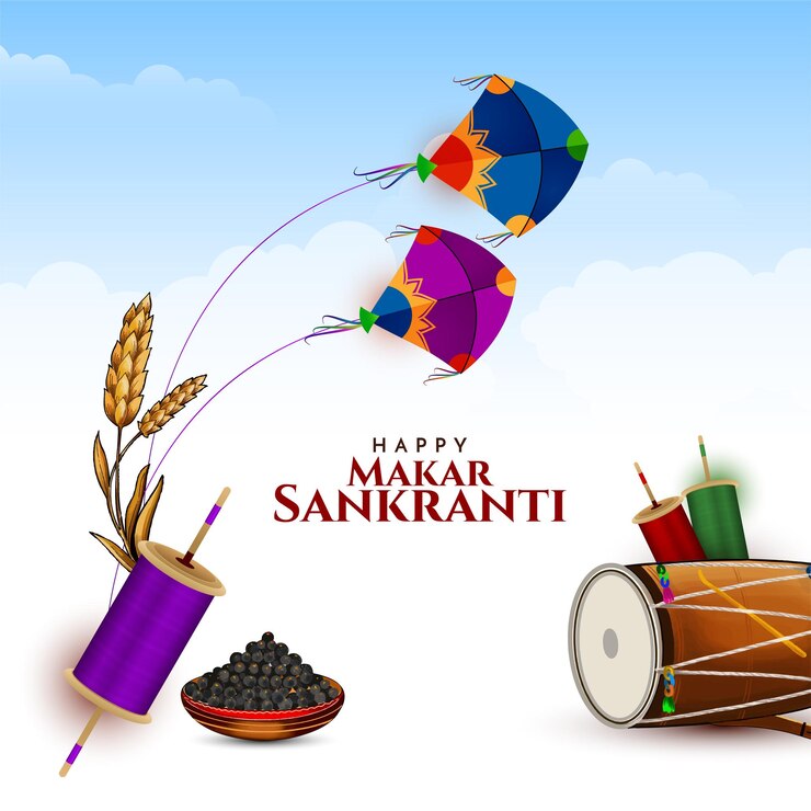 मुफ़्त वेक्टर beautiful happy makar sankranti indian festival celebraton background