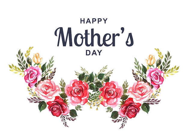 Free vector beautiful happy mother's day card with floral background