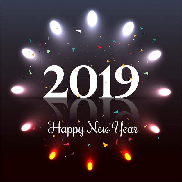 Beautiful Happy New Year 2019 text festival background