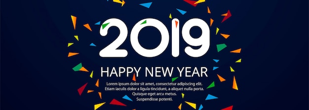 Free vector beautiful happy new year 2019 text festival banner