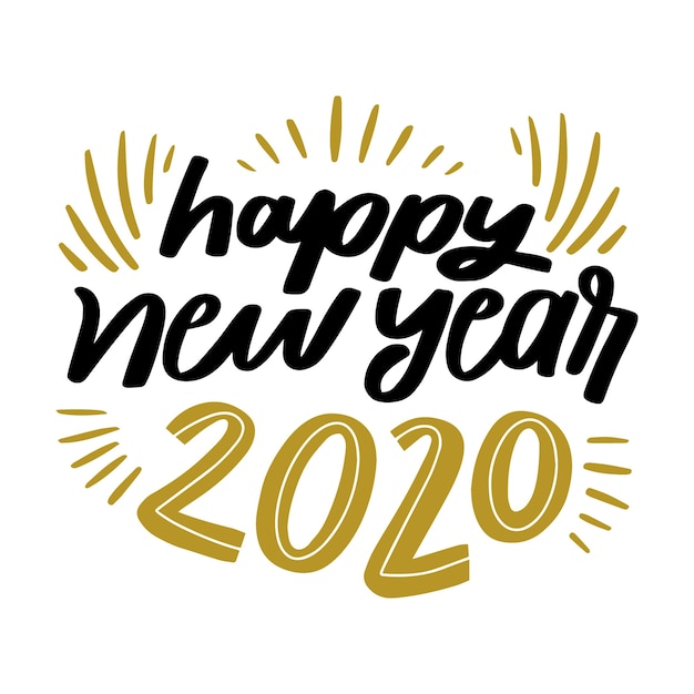 Free vector beautiful happy new year 2020 lettering
