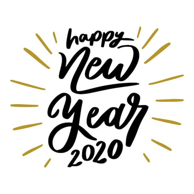 Free vector beautiful happy new year 2020 lettering