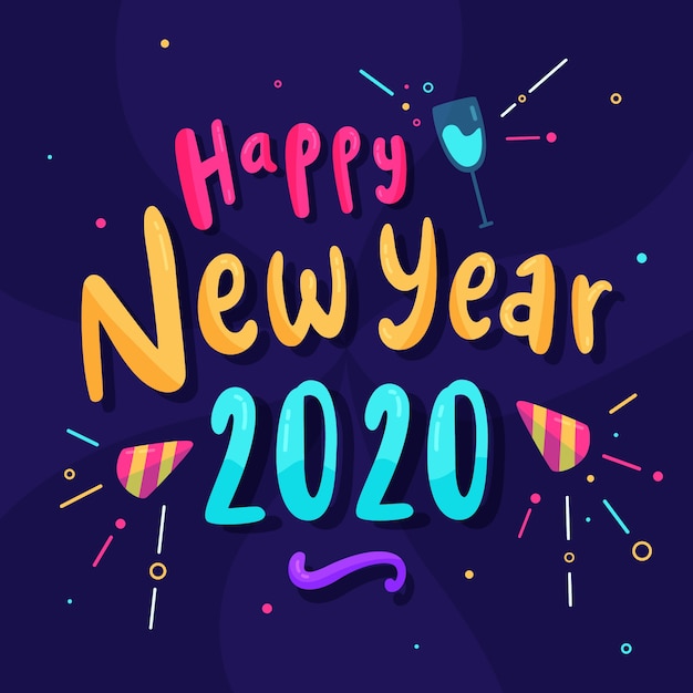 Beautiful happy new year 2020 lettering