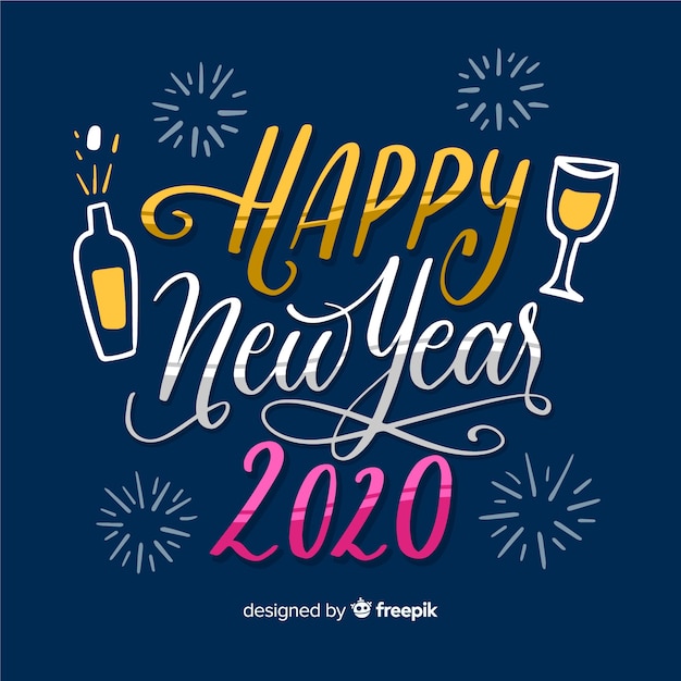 Beautiful happy new year 2020 lettering