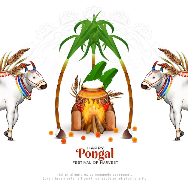 Vettore gratuito bellissima celebrazione del festival indiano happy pongal background design