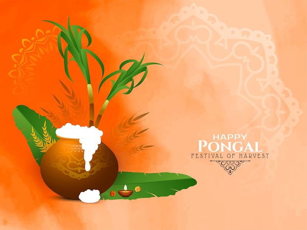 Free vector beautiful happy pongal religious festival background design vector