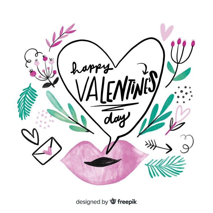 Free Vector beautiful happy valentine lettering