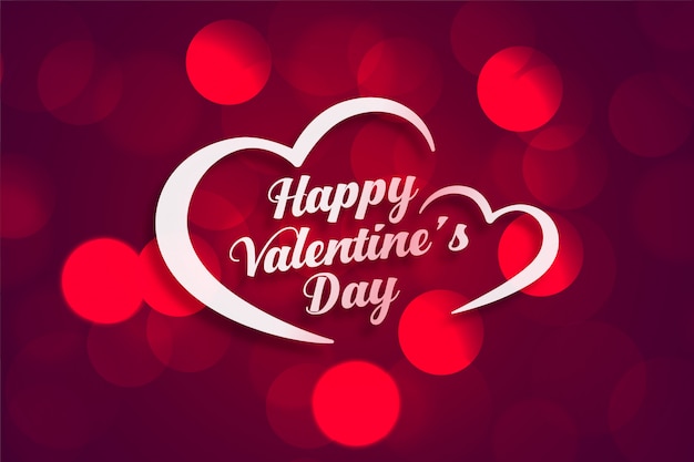 Beautiful happy valentines day greeting card with bokeh light effect