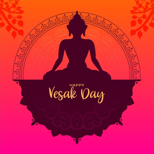 Beautiful Happy Vesak day or buddha purnima festival card design