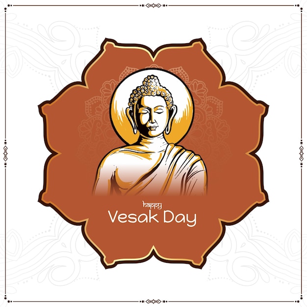 Free vector beautiful happy vesak day or buddha purnima festival card design