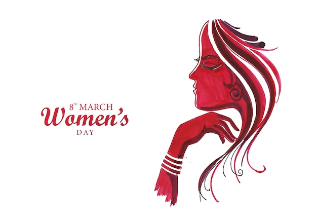 Beautiful happy womens day card with face design