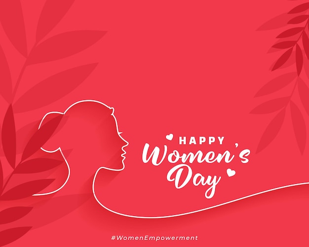 Beautiful happy womens day greeting card in line art