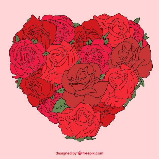 Free vector beautiful heart of red roses