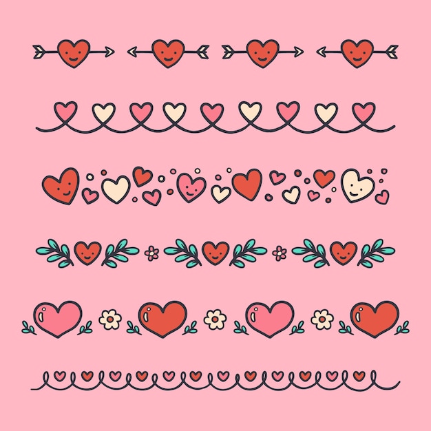 Free vector beautiful hearts border and frame design