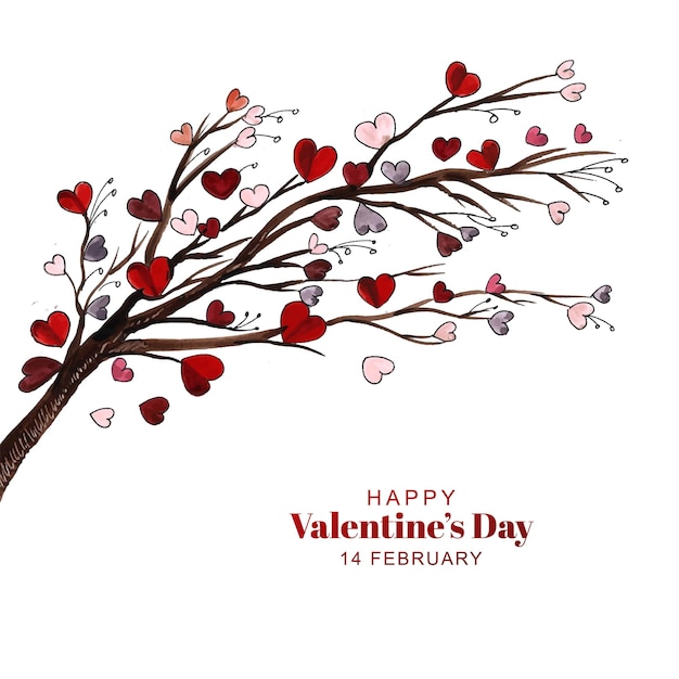 Beautiful hearts tree valentines day card design