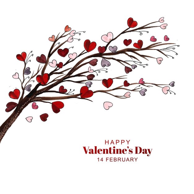 Beautiful hearts tree valentines day card design