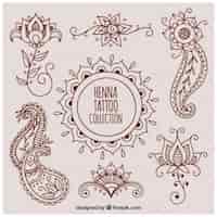 Free vector beautiful henna tattoos