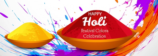 Beautiful holi festival celebration banner vector