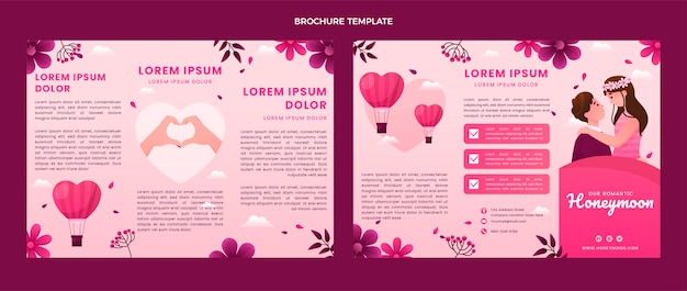 Free vector beautiful honeymoon brochure