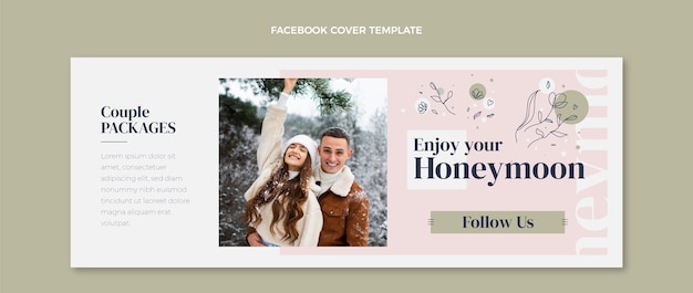Бесплатное векторное изображение Красивая обложка для медового месяца в фейсбуке