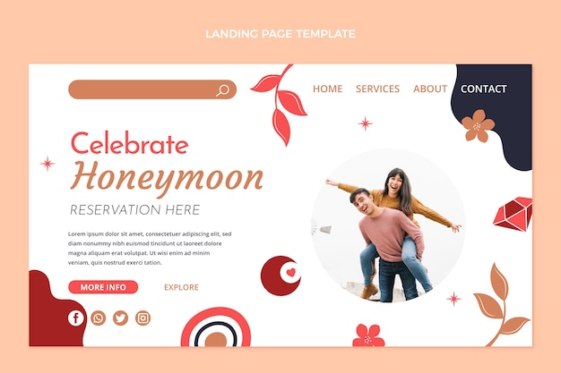 Free vector beautiful honeymoon landing page