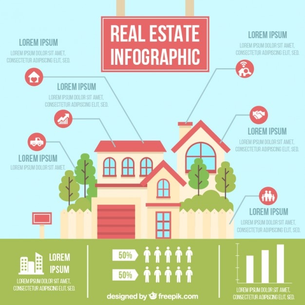 Free vector beautiful house real estate infographic