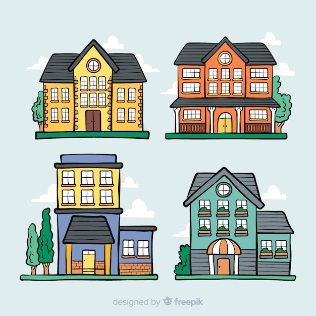 Free vector beautiful houses set