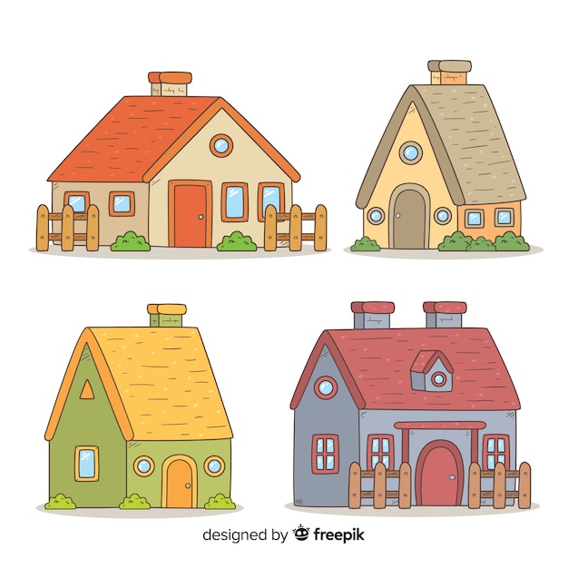 Free vector beautiful houses set