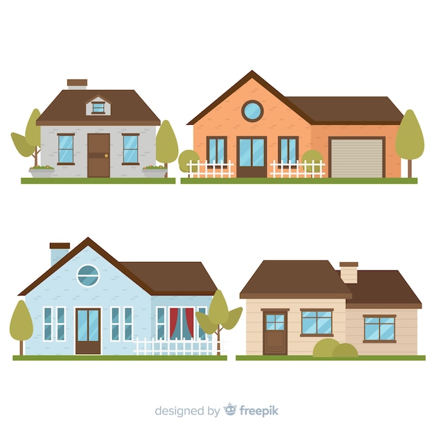 Free vector beautiful houses set