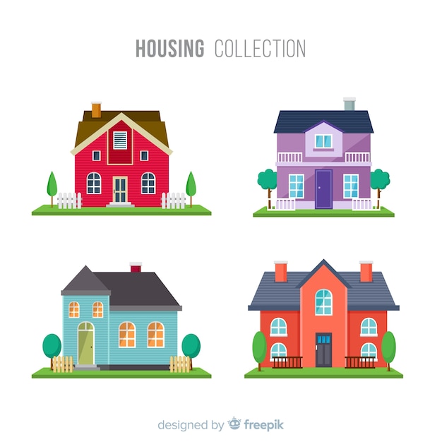 Free vector beautiful houses set