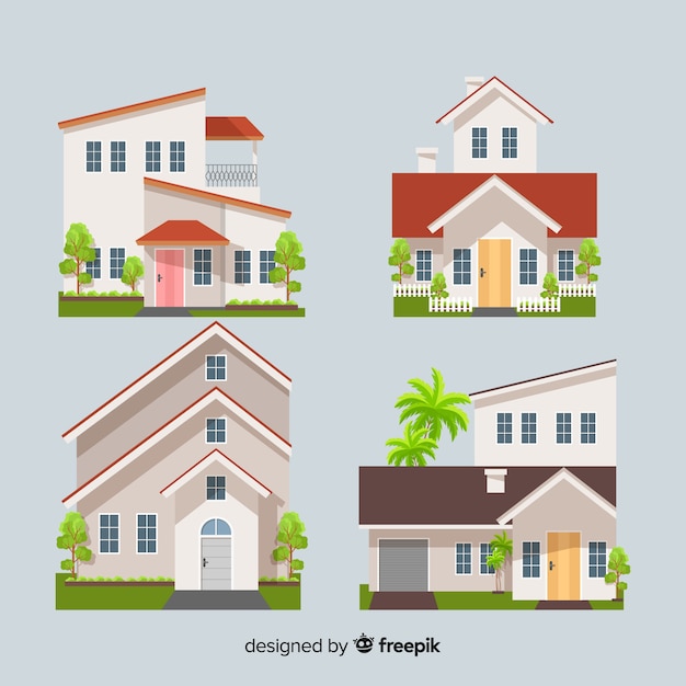 Free vector beautiful houses set