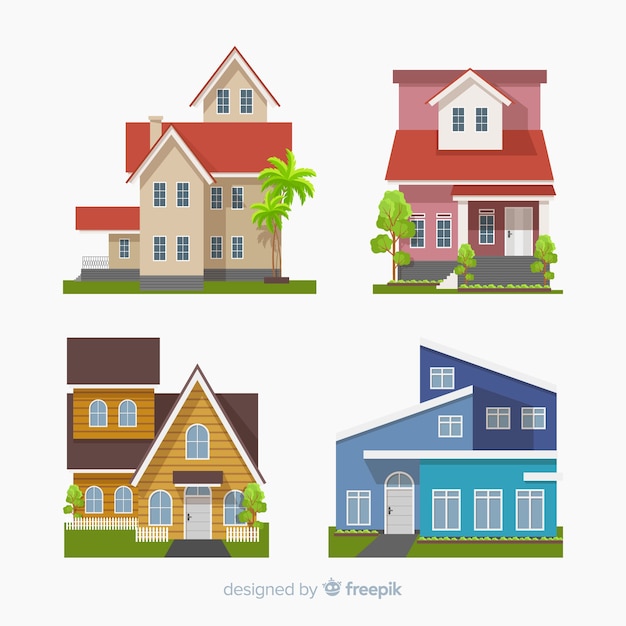 Free vector beautiful houses set