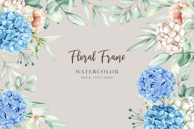 beautiful hydrangea floral background and frame design