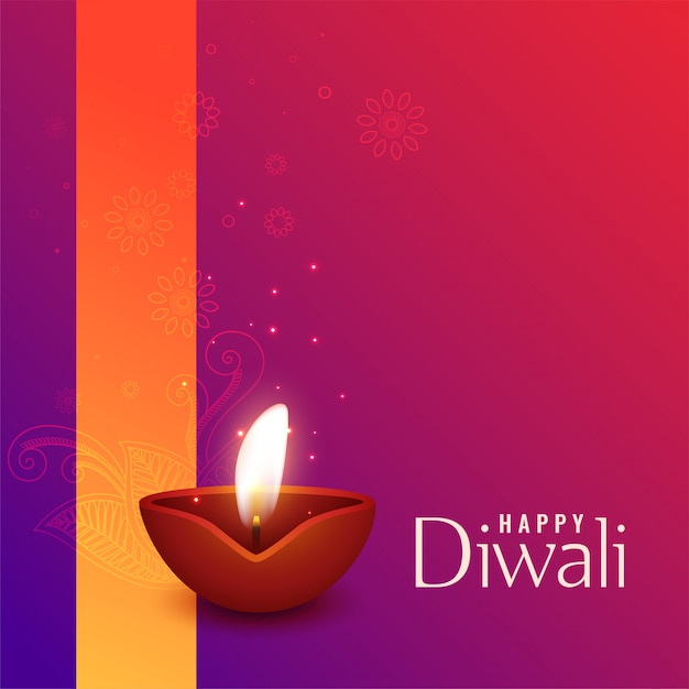 Vettore gratuito bella illustrazione di diwali diya bruciante