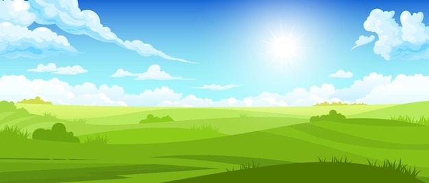 Beautiful illustration of sunny landscape