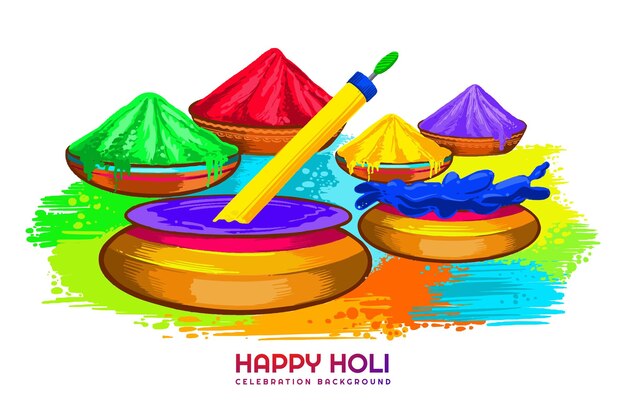 Free vector beautiful indian festival of colours happy holi concept with colourful background