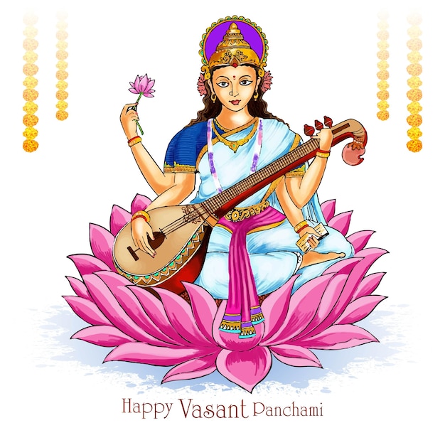 Free vector beautiful indian festival vasant panchami card background