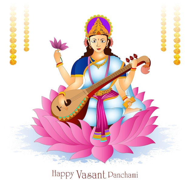 Free vector beautiful indian festival vasant panchami card background