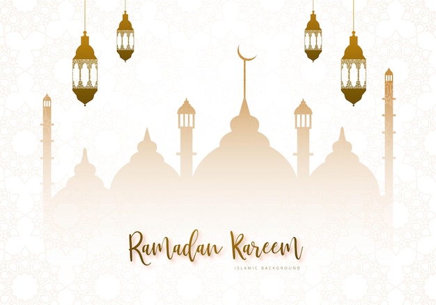 Красивая исламская мечеть рамадан карим дизайн карты религиозного фестиваля