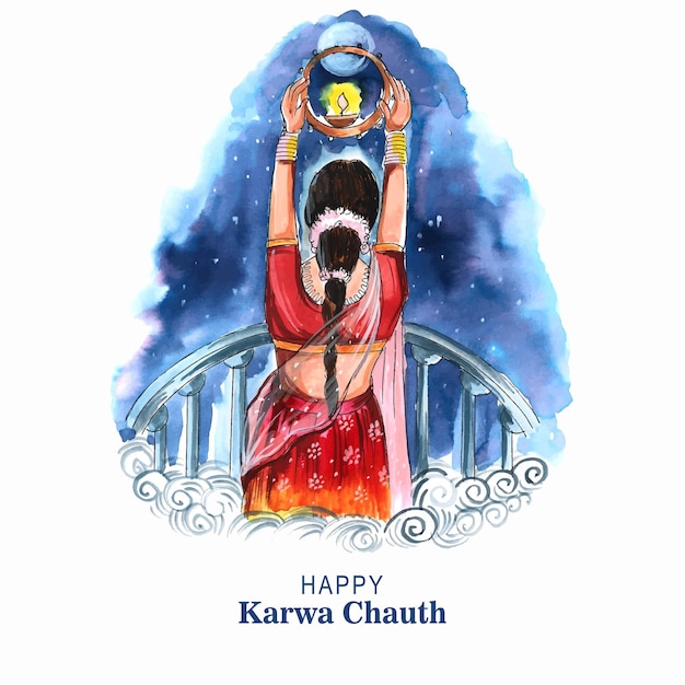 아름다운 Karwa chauth 축하 축제 카드 배경